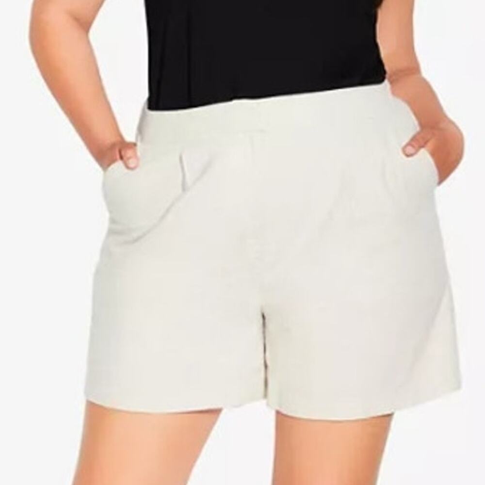 City Chic Sicilian Beige Linen Cotton Pocket Shorts Womens Trendy Plus Size 18 - Picture 12 of 13